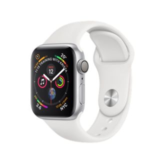 Refurbished Apple Watch Series 4 GPS + Cellular, 44mm Silver Aluminium Case with White Sport Band, A